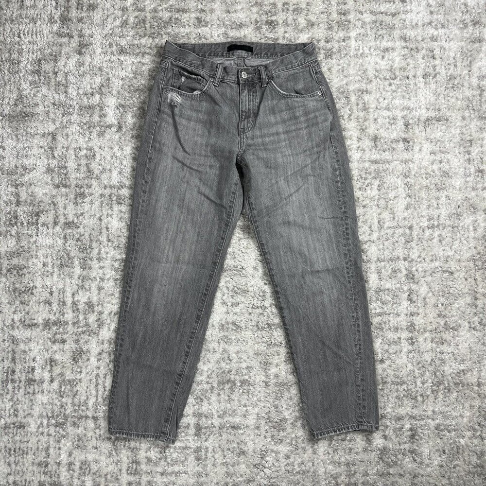 UNIQLO Jeans 25x27 Gray Stretch Regular Fit Tapered Casual Distressed‎ Faded